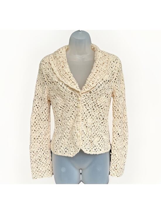 Talbots Sweaters - TALBOTS Collection Crochet Italian Alpaca Wool Cardigan Sweater Women's Size Med